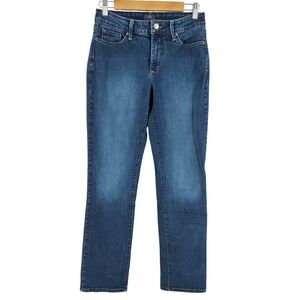 NYDJ Women's Jeans Size 6 Dark Wash‎ Stretch Denim High Rise Straight Leg